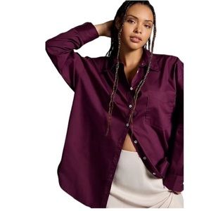 Anthropologie MAEVE Bennet Oversized Buttondown Shirt Deep Purple